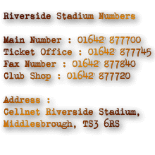 Riverside Stadium Phone Numbers